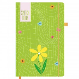 Скетчбук, белая бумага 140г/м 130х210мм, 80л, софт-тач, резинка, BRAUBERG ART CLASSIC, "Green mood", 117778