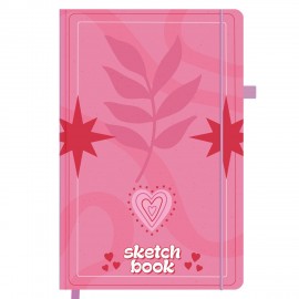 Скетчбук, белая бумага 140 г/м2, 130х210 мм, 80 л., софт-тач, резинка, BRAUBERG ART CLASSIC, "Pink mood", 117779