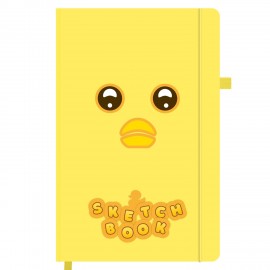 Скетчбук, слоновая кость 140г/м 130х210мм, 80л, софт-тач, резинка, наклейки, FUNSTER, "Желтая утка", 117786