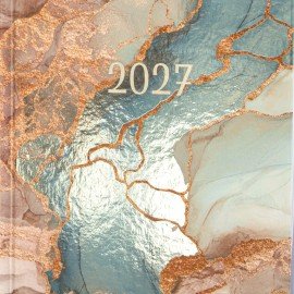 Ежедневник датированный 2027 145х215 мм, А5, STAFF, ламинированная обложка, "Мрамор", 117793