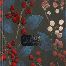 Ежедневник датированный 2027 145х215 мм, А5, STAFF, ламинированная обложка, "Алые ягоды", 117798