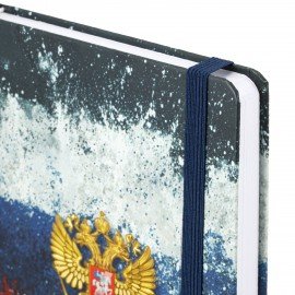 Ежедневник датированный 2027 с резинкой 145х203 мм, А5, BRAUBERG, твердый, фольга, "Russia", 117818