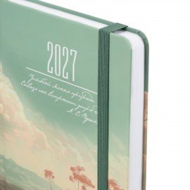 Ежедневник датированный 2027 с резинкой 145х203 мм, А5, BRAUBERG, твердый, "Landscape", 117822