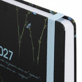 Ежедневник датированный 2027 с резинкой 145х203 мм, А5, BRAUBERG, твердый, "Васильки", 117835