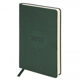 Ежедневник датированный 2027 А5 138х213мм BRAUBERG Aura, под кожу, гибкий, зеленый, 117932