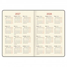 Ежедневник датированный 2027 А5 138x213 мм, BRAUBERG "Optimal", под кожу, резинка, держатель для ручки, серый, 117933