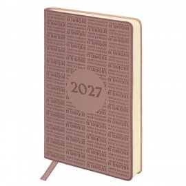 Ежедневник датированный 2027 А5 138х213мм BRAUBERG Aura, под кожу, гибкий, розовый, 117942