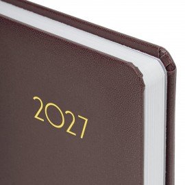 Ежедневник датированный 2027, А5, 138x213 мм, BRAUBERG "Select", балакрон, коричневый, 117956