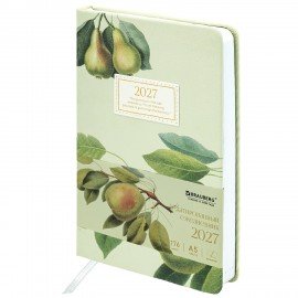 Ежедневник датированный 2027 А5 138x213мм BRAUBERG Vista Glow, под кожу, твердый, Pear tree, 117961