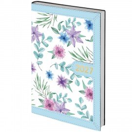 Ежедневник датированный 2027 А5 138x213мм BRAUBERG Vista Evoke, под кожу, твердый, Blue pattern, 117964