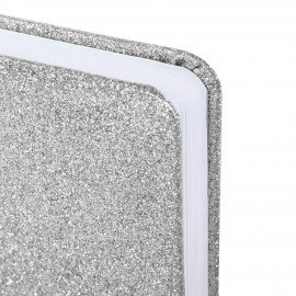Ежедневник датированный 2027, А5, 138x213 мм, BRAUBERG "Sparkle", под кожу, блестки, серебристый, 117967