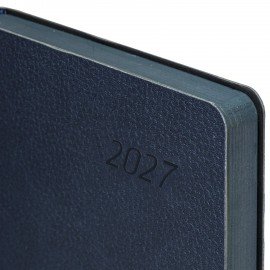 Ежедневник датированный 2027 А5 138x213 мм, BRAUBERG "Stylish", под кожу, гибкий, темно-синий, 117976