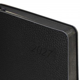 Ежедневник датированный 2027 А5 138x213 мм, BRAUBERG "Stylish", под кожу, гибкий, черный, 117978
