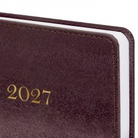 Ежедневник датированный 2027 А5 138х213мм BRAUBERG Elegant, под кожу, застежка, бордовый, 118013