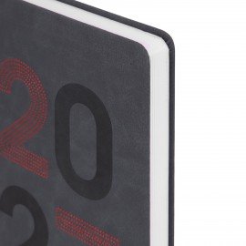 Ежедневник датированный 2027 А5 138х213 мм BRAUBERG Scripted, под кожу, вышивка, серо-голубой, 118024
