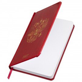 Ежедневник датированный 2027 А5 138х213мм BRAUBERG State, под кожу, красный, 118042