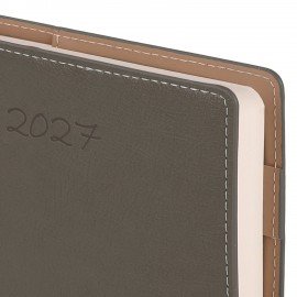 Ежедневник датированный 2027 А5 143х218мм BRAUBERG Journal, под кожу, ремешок, серый, 118051