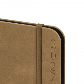Ежедневник датированный 2027 А5 151х213мм BRAUBERG Note, под кожу, держатель для ручки, бежевый, 118086