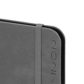 Ежедневник датированный 2027 А5 151х213мм BRAUBERG Note, под кожу, держатель для ручки, серый, 118090