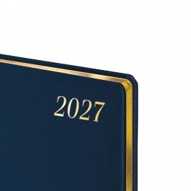Ежедневник датированный 2027 БОЛЬШОЙ ФОРМАТ 210х297мм А4, BRAUBERG Iguana, под кожу, синий, 118099