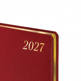 Ежедневник датированный 2027 БОЛЬШОЙ ФОРМАТ 210х297мм А4, BRAUBERG Iguana, под кожу, красный, 118100