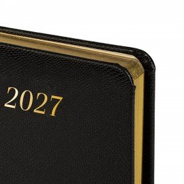 Ежедневник датированный 2027 МАЛЫЙ ФОРМАТ 100х150мм А6, BRAUBERG Iguana, под кожу, черный, 118106