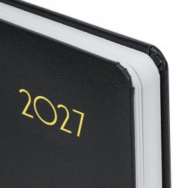 Ежедневник датированный 2027 МАЛЫЙ ФОРМАТ 100х150мм А6, BRAUBERG Select, балакрон, черный, 118114