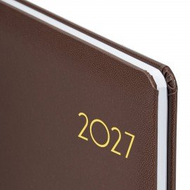 Еженедельник датированный 2027 А5 145х215мм BRAUBERG "Select", балакрон, коричневый, 118142
