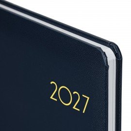 Еженедельник датированный 2027 А5 145х215мм BRAUBERG "Select", балакрон, темно-синий, 118143