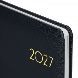 Еженедельник датированный 2027 А5 145х215мм BRAUBERG "Select", балакрон, черный, 118144