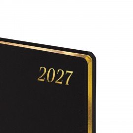 Еженедельник датированный 2027 БОЛЬШОЙ ФОРМАТ 210х297мм А4 BRAUBERG "Iguana", под кожу, черный, 118149