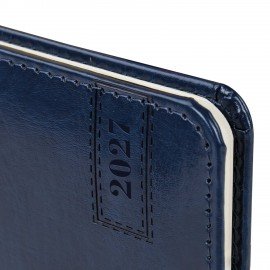 Еженедельник датированный 2027 МАЛЫЙ ФОРМАТ 95х155мм А6 BRAUBERG "Imperial", под кожу, синий, 118176