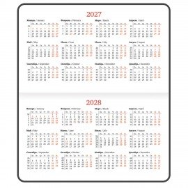 Еженедельник датированный 2027 МАЛЫЙ ФОРМАТ 95х155 мм, А6, BRAUBERG "Vista", под кожу, "Black coal", 118183