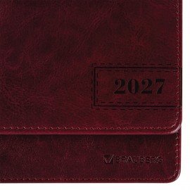 Планинг датированный 2027 305х140мм BRAUBERG Imperial, под кожу, бордовый, 118197