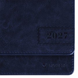 Планинг датированный 2027 305х140мм BRAUBERG Imperial, под кожу, синий, 118199