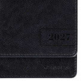 Планинг датированный 2027 305х140мм BRAUBERG Imperial, под кожу, черный, 118200