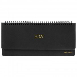 Планинг датированный 2027 305х140мм BRAUBERG Select, под кожу, черный, 118203