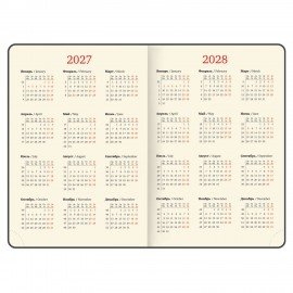 Ежедневник датированный 2027 МАЛЫЙ ФОРМАТ 100х150мм А6, BRAUBERG Imperial, под кожу, черный, 118210