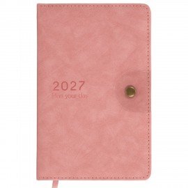 Ежедневник датированный 2027 А5 138х213 мм BRAUBERG Solana, под кожу, кнопка, розовый, 118217