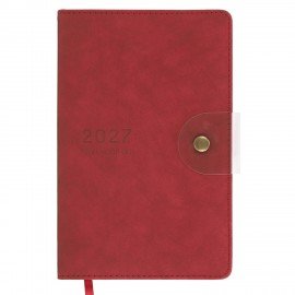 Ежедневник датированный 2027 А5 138х213 мм BRAUBERG Solana, под кожу, кнопка, бургунди, 118219