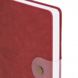 Ежедневник датированный 2027 А5 138х213 мм BRAUBERG Solana, под кожу, кнопка, бургунди, 118219