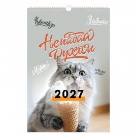 Календарь на гребне с ригелем 2027г, BRAUBERG, 12 листов, 30,0х45,0 см, "Не падай духом", 118385
