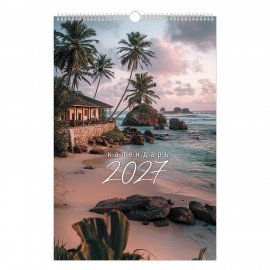 Календарь на гребне с ригелем 2027 г., BRAUBERG, 12 листов, 30х45 см, "Морские пейзажи", 118394