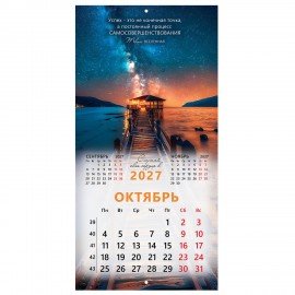 Календарь настенный перекидной 2027г, BRAUBERG, 12 листов, 28,5х28,5см, "Вселенная", 118412