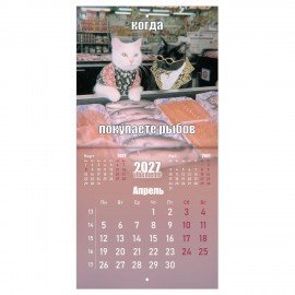 Календарь настенный перекидной 2027 г., BRAUBERG, 12 листов, 21,4х21,4 см, МИНИ, "Vibe meme", 118438