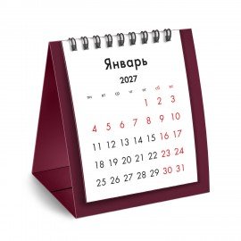 Календарь-домик настольный на гребне, 2027 г., BRAUBERG, 110х120 мм, БОРДОВЫЙ, 118455