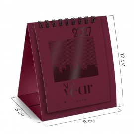 Календарь-домик настольный на гребне, 2027 г., BRAUBERG, 110х120 мм, БОРДОВЫЙ, 118455