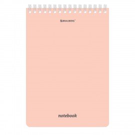 Блокнот А5 146х206мм, 80л, гребень, картон, клетка, BRAUBERG, КС МОРАНДИ, 118553