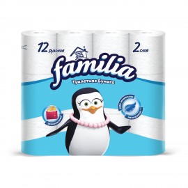 Бумага туалетная быт., спайка 12 шт., 2-слойная (12х15 м), FAMILIA CLASSIC, белая, ш/, 5070655