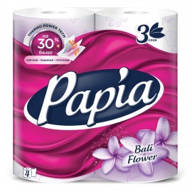 Бумага туалетная быт., спайка 4 шт., 3-слойная (4х16,5 м), PAPIA, аромат Балийский цв, 5080735